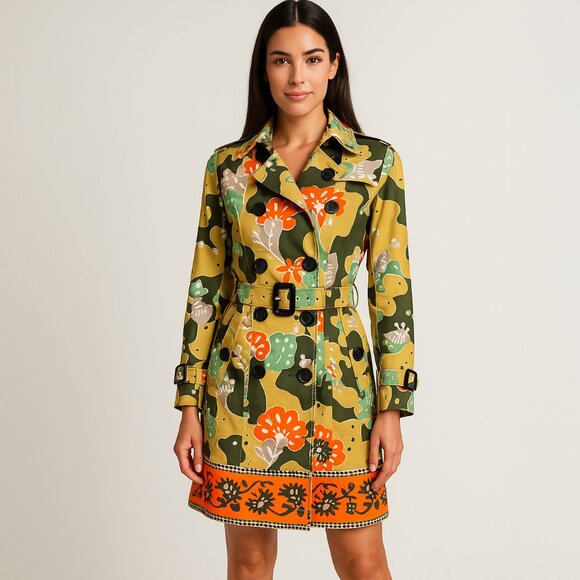 Jackets & Blazers - Belted Floral Trench coat Size:2